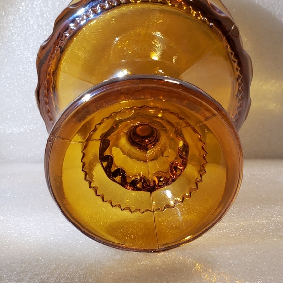 Vintage Indiana Marigold/Amber Carnival Glass Candy Dish Compote King's Crown - Picture 4 of 6